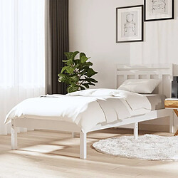 vidaXL Cadre de lit sans matelas blanc bois massif 