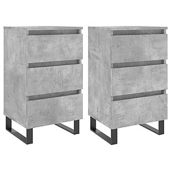 vidaXL Tables de chevet 2 pcs gris béton 40x35x69 cm bois d’ingénierie