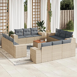 Maison Chic Salon de jardin avec coussins 13 pcs | Ensemble de Table et chaises | Mobilier d'Extérieur beige résine tressée -GKD11492