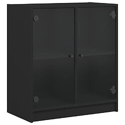 vidaXL Armoire latérale avec portes en verre noir 68x37x75,5 cm