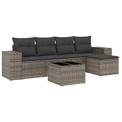 vidaXL Salon de jardin 6 pcs avec coussins gris résine tressée