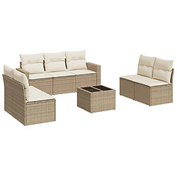 vidaXL Salon de jardin avec coussins 8 pcs beige résine tressée