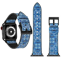 Wewoo Bracelet en acier inoxydable Motif fleurs TPU + pour Apple Watch séries 5 et 4 40 mm / 3 et 2 et 1 38 mm bleu 