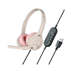 LUUCOZK Casque supra-auriculaire confortable pour ordinateur SY-G30 avec microphone - Rose et gris 