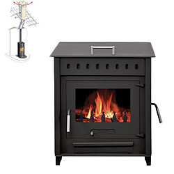 Interstoves Pack Poêle à bois avec four PIA 14 bûches 55cm + Kit Conduit 150 - Acier 