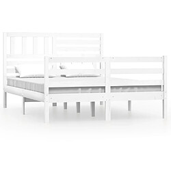 Maison Chic Lit Moderne Chambre - Cadre/structure de lit pour adulte Blanc Bois massif 120x190 cm Petit Double -MN36458