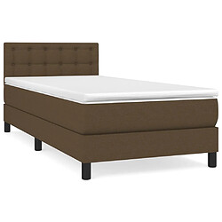 Maison Chic Structures de lit + matelas,Lit à sommier tapissier avec matelas Marron foncé 100x200 cm -MN74370