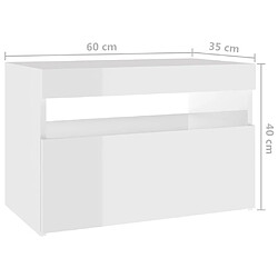 vidaXL Table de chevet avec lumières LED blanc brillant 60x35x40 cm pas cher