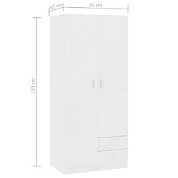 vidaXL Garde-robe Blanc 80x52x180 cm Bois d’ingénierie pas cher