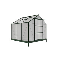 Vente-Unique Serre de Jardin en polycarbonate de 5,9 m² avec embase - Vert - ANISSA