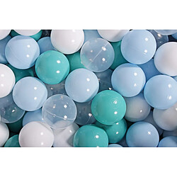 MeowBaby Jeu de Balles en Plastique, 50 Balles: Bleu Ciel/Turquoise/Transparent/Blanc 