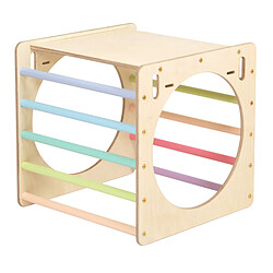 KateHaa Activity Cube en bois aux couleurs pastel | Structure / Cadre d'escalade d'intérieur pour enfants | Jouets Montessori 