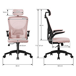 ML-Design Chaise de bureau gaming ergonomique rose pivotant en maille appui-tête réglable pas cher