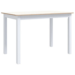 vidaXL Table à manger Blanc et marron 114x71x75 cm Bois d'hévéa massif