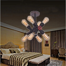 Stoex Applique Murale Tuyau d'Eau Plafonnier Loft Métal avec 8 Tête Lampe à Douille E27 American Style Rétro Industrielle Écla