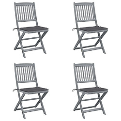 vidaXL Chaises pliables d'extérieur lot de 4 et coussins Bois d'acacia