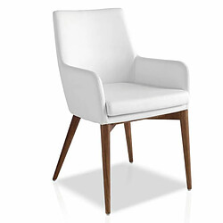 Angel Cerda Chaise en simili cuir et bois noyer