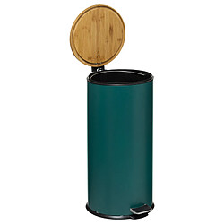 Atmosphera, Createur D'Interieur Poubelle "bam modern" 30 litres couvercle bambou atmosphéra - bleu canard