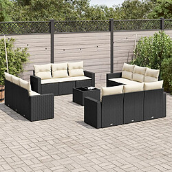 Maison Chic Salon de jardin avec coussins 13 pcs | Ensemble de Table et chaises | Mobilier d'Extérieur noir résine tressée -GKD24546