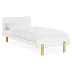 Homestyle4U Lit en bois avec matelas 90x200 blanc