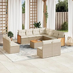 Maison Chic Salon de jardin avec coussins 12 pcs | Ensemble de Table et chaises | Mobilier d'Extérieur beige résine tressée -GKD42798