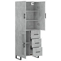 Avis vidaXL Buffet haut Gris béton 69,5x34x180 cm Bois d'ingénierie