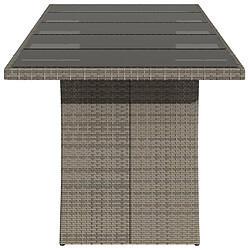 Acheter vidaXL Table de jardin dessus en verre Gris 240x90x75cm Résine tressée