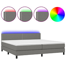 vidaXL Sommier à lattes de lit et matelas et LED Gris foncé 200x200 cm