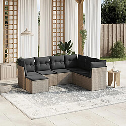 vidaXL Salon de jardin avec coussins 7 pcs gris clair résine tressée 