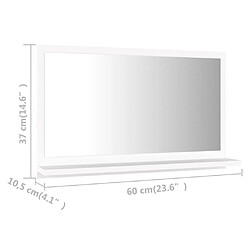 vidaXL Miroir de salle de bain Blanc 60x10,5x37 cm Bois d’ingénierie pas cher