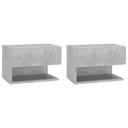 vidaXL Tables de chevet murales 2 pcs Gris béton