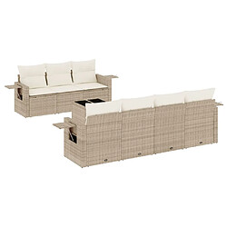 Maison Chic Salon de jardin avec coussins 8 pcs | Ensemble de Table et chaises | Mobilier d'Extérieur beige résine tressée -GKD30015