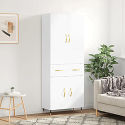 vidaXL Buffet haut Blanc brillant 69,5x34x180 cm Bois d'ingénierie