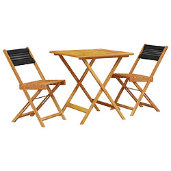 vidaXL Ensemble de bistro 3 pcs noir polypropylène et bois massif