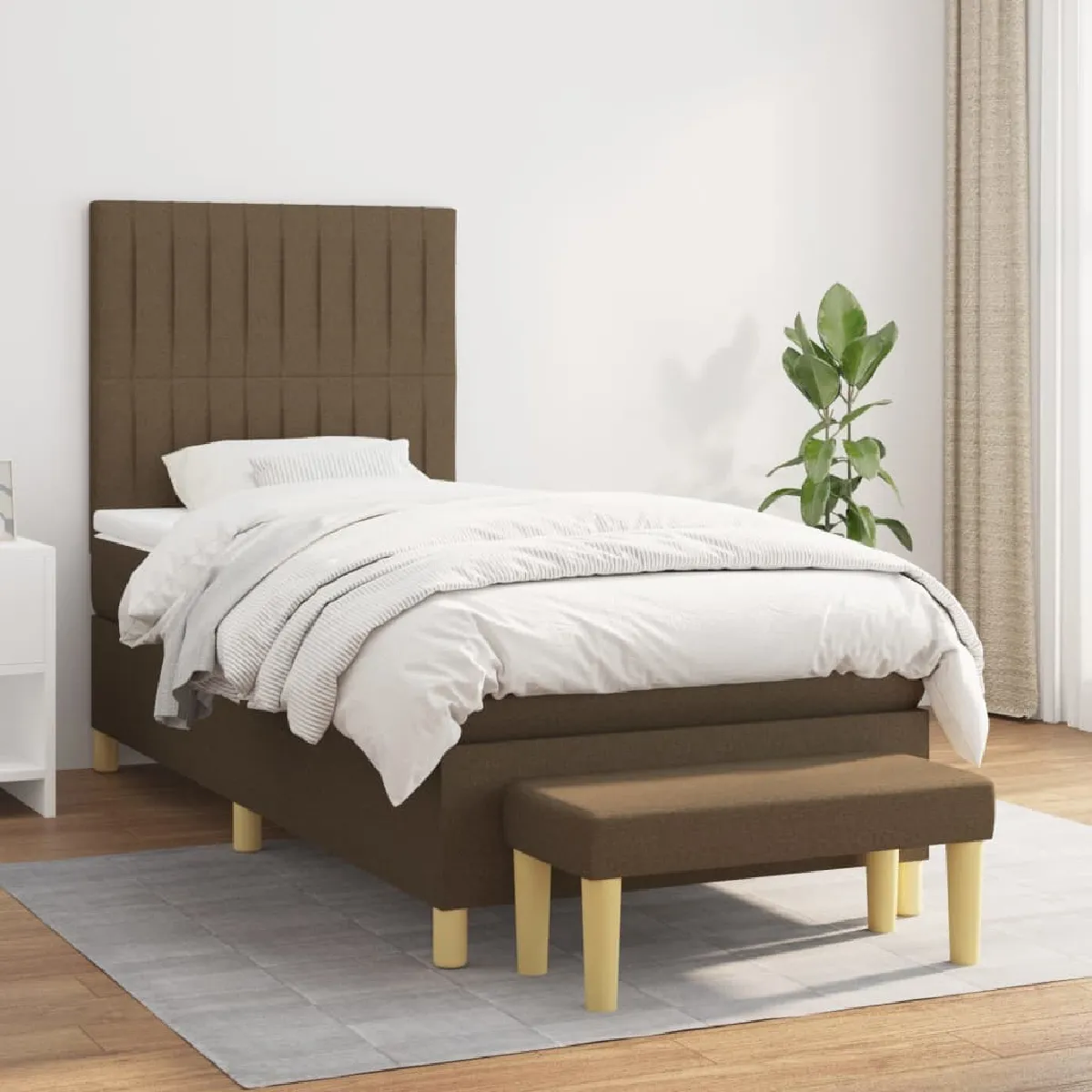 vidaXL Sommier à lattes de lit avec matelas Marron foncé 100x200 cm