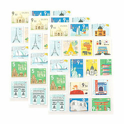 Graines Creatives 153 stickers en forme de timbres - pays 3 cm 