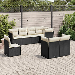 vidaXL Salon de jardin 8 pcs avec coussins noir résine tressée 