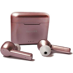 TOSHIBA RZE-BT750EPN- Ecouteurs True Wireless intra auriculaire Bluetooth - Auto-pairing - Boitier de charge (Qi) - Rose gold 