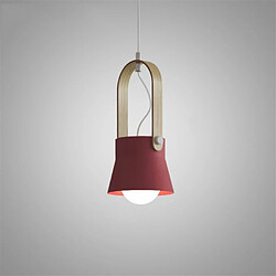 Wewoo Suspension luminaire Lustre Lampe Suspendue Grain de bois créatif simple personnalité restaurant tête étude chambre Macaron Bar petite sans source de lumièretaille S rouge