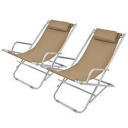 Helloshop26 Chaises inclinables de terrasse 2 pièces acier taupe 02_0011906