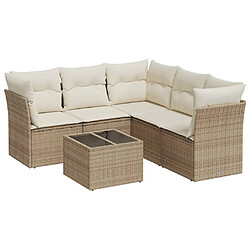 vidaXL Salon de jardin avec coussins 6 pcs beige résine tressée