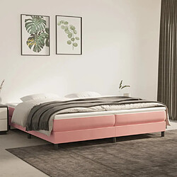 vidaXL Sommier à lattes de lit avec matelas Rose 200x200 cm Velours