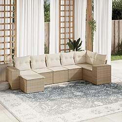 vidaXL Salon de jardin avec coussins 7 pcs beige résine tressée 