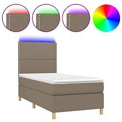 vidaXL Sommier à lattes de lit et matelas et LED Taupe 100x200cm Tissu