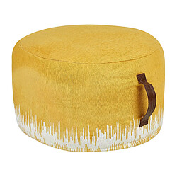 Beliani Pouf 50 x 30 cm jaune et blanc KAWAI 