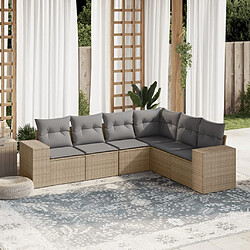 vidaXL Salon de jardin avec coussins 6 pcs beige résine tressée 