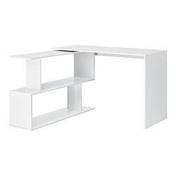 Helloshop26 Bureau gigogne design avec partie étagère bureau de coin extension panneau de particules mélaminé 77 x 120 x 50 cm blanc 03_0004707 