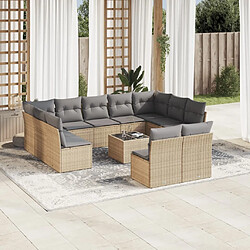 Maison Chic Salon de jardin avec coussins 12 pcs | Ensemble de Table et chaises | Mobilier d'Extérieur beige résine tressée -GKD74670