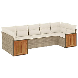 vidaXL Salon de jardin avec coussins 7 pcs beige résine tressée