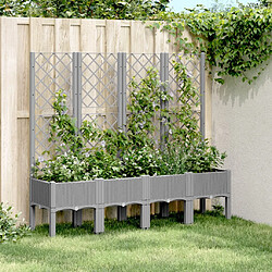 Maison Chic Jardinière,Bac à fleurs avec treillis - pot de fleur gris clair 160x40x142 cm PP -GKD58854